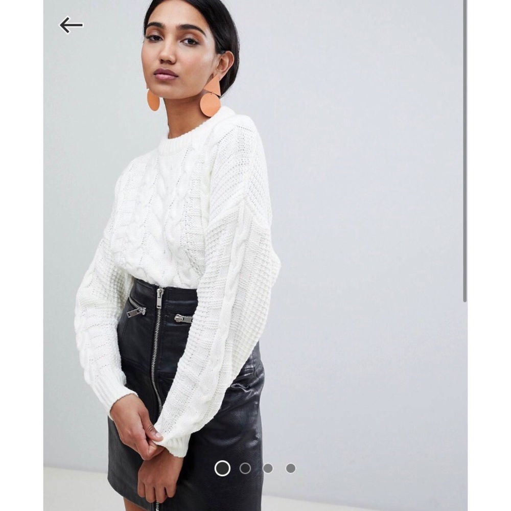 Warehouse cable knit sweater in ivory